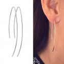Boucles d'oreilles fines traversantes argent 925, BO longues, pendantes