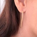 wide gold plated earrings pull through ears, dangling, tiny earrings