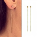 chain gold plated earrings pull through ears, dangling, studs earrings