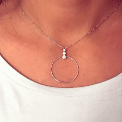 Collier cercle en argent 925 avec zircons incrustés - DÉESSE