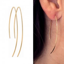 fine gold plated earrings pull through ears, dangling, tiny earrings