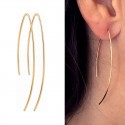 Boucles d'oreilles fines traversantes plaqué or, BO longues, pendantes