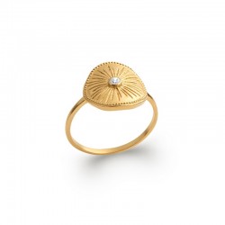 Gold plated zircon water lily flower ring - BAZAR CHIC