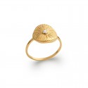 Gold plated zircon water lily flower ring - BAZAR CHIC