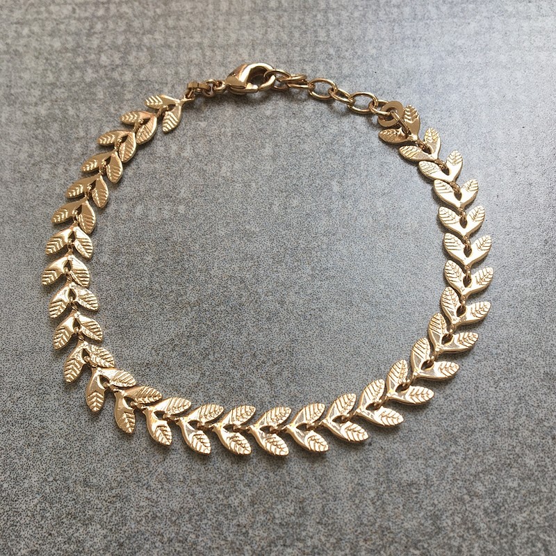 Gold Plated Laurel Leaf bracelet - LAURIER - Detail de Mode
