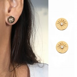 gold plated openwork triangles stud earrings