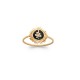 Gold plated sunbeam / snake ring in relief on black enamel - SNAKE -