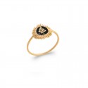 Gold plated sunbeam / snake ring in relief on black enamel - SNAKE -