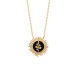 Gold plated sunbeam necklace / snake medallion in relief on black enamel - SNAKE -