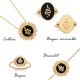 Gold plated sunbeam necklace / snake medallion in relief on black enamel - SNAKE -