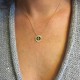 Gold plated sunbeam necklace / snake medallion in relief on black enamel - SNAKE -