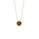 Gold plated sunbeam necklace / snake medallion in relief on black enamel - SNAKE -