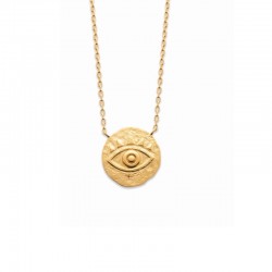 Gold plated necklace, lucky charm, evil eye - NAZAR - Matt gold finish