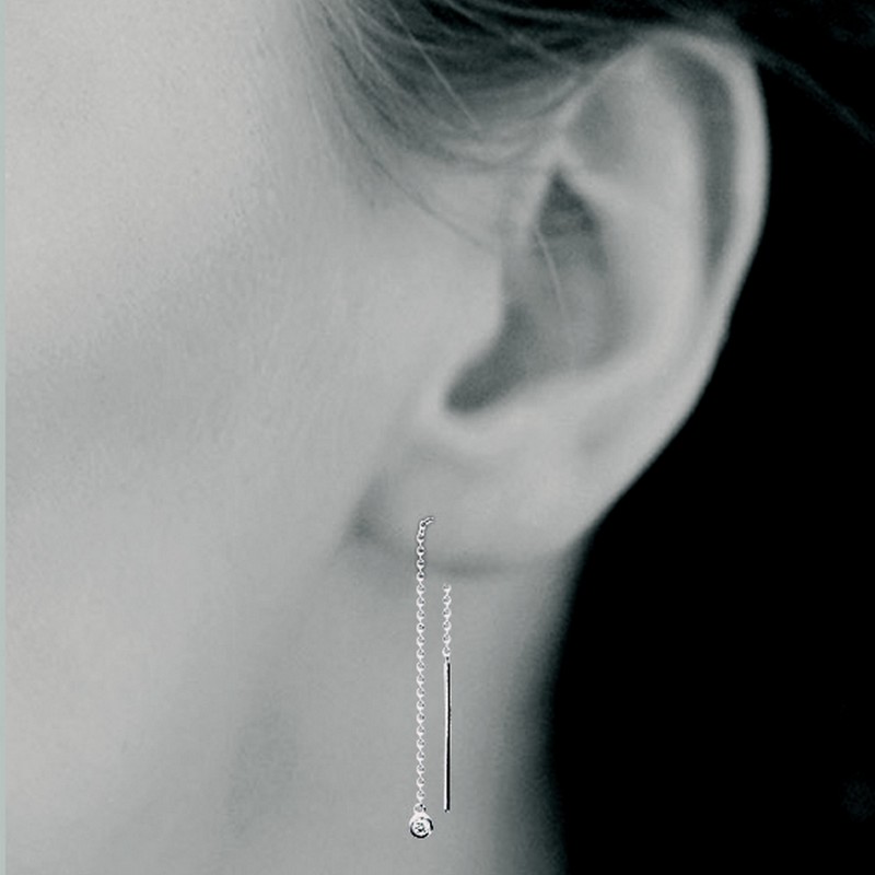 Boucles d'oreilles larges traversantes argent 925, BO longues, pendantes -  Detail de Mode