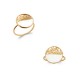 Gold-plated, palm and mother-of-pearl round ring - JUNGLE - Palm leaf pattern