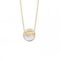 Gold plated necklace, palm and mother of pearl - JUNGLE - Palm leaf pattern