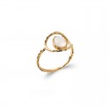 Gold plated bamboo ring, stoned with moonstone - BAZAR CHIC - lithotherapy