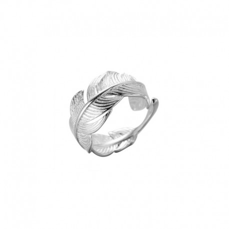 Bague plume large en argent 925, taille ajustable, réglable facilement