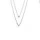 Multi strand 925 silver necklace, V and zircon - Bazar Chic - Superimposed chain necklace