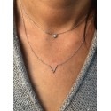 Multi strand 925 silver necklace, V and zircon - BAZAR CHIC - Superimposed chain necklace