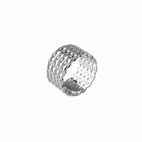 Bague large cinq anneaux en argent 925 - Bazar Chic - bague multi anneaux, accumulation