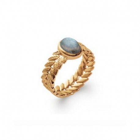 Gold Plated Laurel Leaf ring with Labradorite Stone LAURIER 1032270615