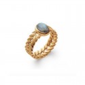 Gold Plated Laurel Leaf ring with Labradorite Stone LAURIER