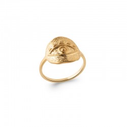 Gold plated ring, good luck, evil eye - NAZAR - Matt gold finish