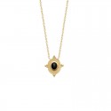 Collier plaqué or, pendentif ONYX - BAZAR CHIC - Collier chaine fine et pierre naturelle