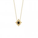 Gold plated necklace, ONYX pendant - BAZAR CHIC - Fine chain necklace and natural stone