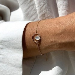 Gold-plated bamboo stone bracelet with moonstone - BAZAR CHIC - Lithotherapy