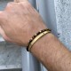 Pack de bracelets Homme, 1 Jonc acier or + 1 bracelet œil de tigre