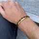 Pack de bracelets Homme, 1 Jonc acier or + 1 bracelet œil de tigre