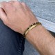 Pack of men's bracelets, 1 gold steel bangle + 1 tiger eye bracelet