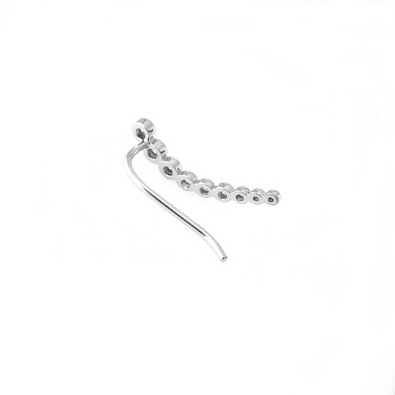 Boucles D oreilles En Argent 925 Sertis De Zircons Contour De Lobe 