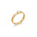 Gold plated ring, curb chain link and its zircon - MAILLE - Chain ring, trendy ring