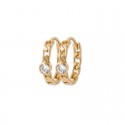 Gold plated earrings hoops 0.75 inch - Curb link and zircon - Rigid mesh chains