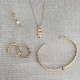 Gold plated earrings hoops 0.75 inch - Curb link and zircon - Rigid mesh chains