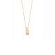 Fine chain necklace, gold-plated convict link with mesh pendant inlaid with a zircon