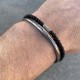Pack de bracelets Homme, 1 Jonc acier + 1 bracelet onyx noire et sa perle en argent 925
