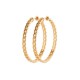 Gold plated earrings, medium hoops 1.6 inch - Curb link - Rigid mesh chains