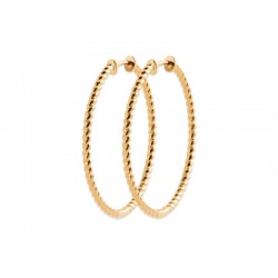 Gold plated twisted hoops earrings in 1.6 inch - Medium hoops size