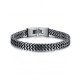 Bracelet chaine épaisse homme en acier inoxydable bicolore argent et noir