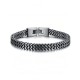 Men's thick chain bracelet in two-tone silver and black stainless steel - Vintage Steel Bracelet