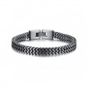 Bracelet chaine épaisse homme en acier inoxydable maille bicolore argent et noir