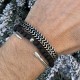 Bracelet chaine épaisse homme en acier inoxydable bicolore argent et noir