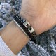 Men's thick chain bracelet in two-tone silver and black stainless steel - Vintage Steel Bracelet