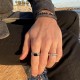 Men's ring with black stone - Rectangular onyx - 925 silver jewel