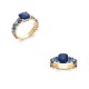 Bague pierre bleue sertie, anneau empierré oxyde de zirconium en camaïeu bleu - BAZAR CHIC - Bague plaqué or 18K