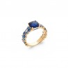 Bague pierre bleue sertie, anneau empierré oxyde de zirconium en camaïeu bleu - BAZAR CHIC - Bague plaqué or 18K